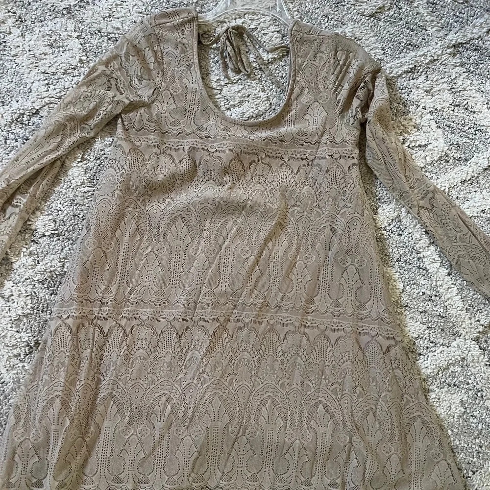 Altar'd State Tan Lace Mini Dress
